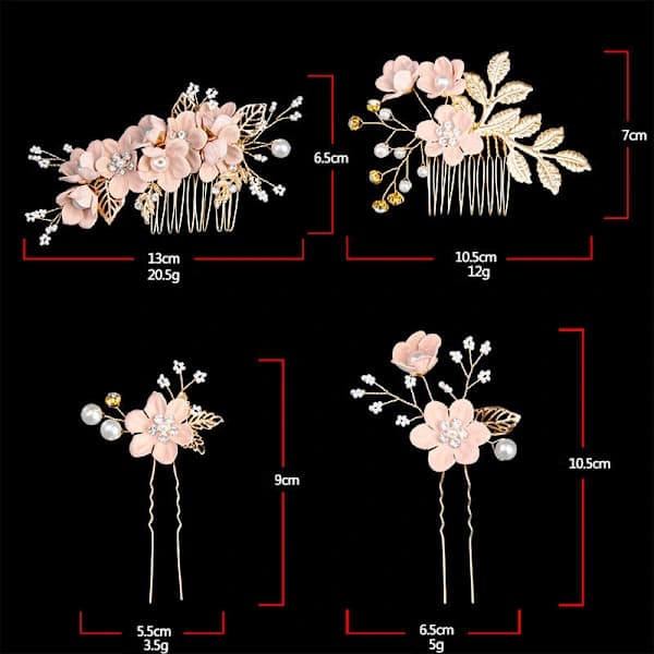 Brudklänning Hårklämma Kristall Strass Blomma Pärla Bröllop Brud Hårklämma Present, Blå