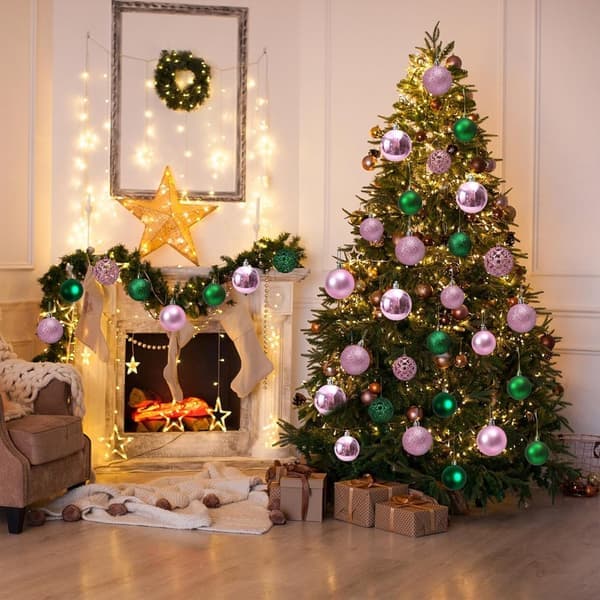 Julekuler - Juletrepynt - Rosa - 100 Deler