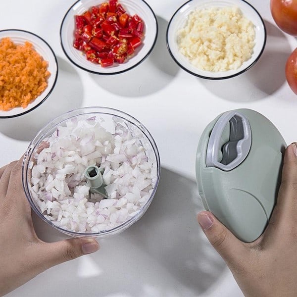 /HA/500/900ML Manuaalinen lihamylly valkosipulileikkuri pyörivä valkosipulipuristin murskain vihannes sipuli leikkuri keittiö ruoanlaittotarvikkeet 500ml-sininen