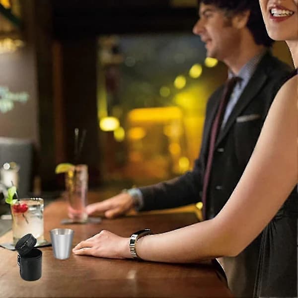 30 ml Mini Rustfrit Stål Sholas Drikkeglas Med Lædertaske Til Køkken Bar []
