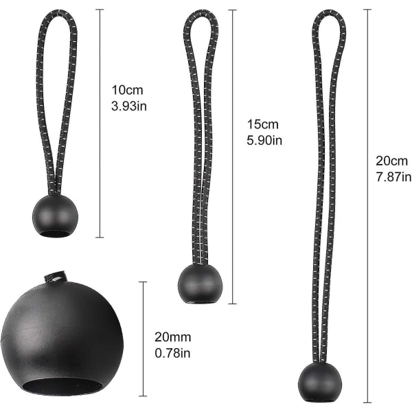 10 stk strikk med ball laget av PP. 3 stk x 10 cm + 4 stk x 15 cm