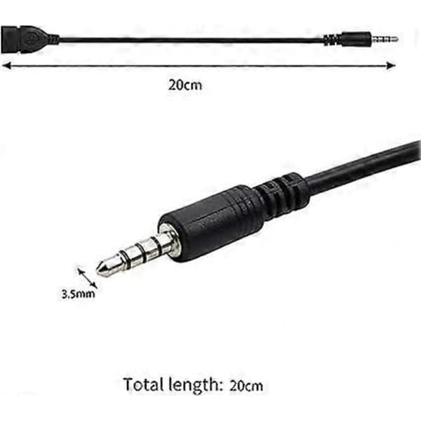 USB til USB Jack Adapter 3.5mm Hann Auxiliær Stereo Lyd Jack Konverter Musikkabelkontakt, Egnet for Bilradio, Lyd CD E []