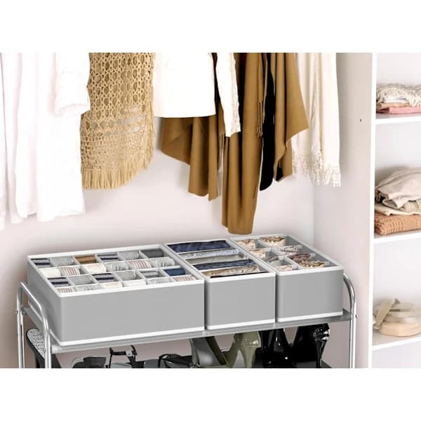 HA-Simple Houseware Garderobe Undertøjsorganisator Skuffeinddeling 4-pak, Grå