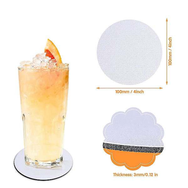 60 stk. Sublimering Blanke Coasters, cirkulære Blanke Coasters Til Termisk Sublimering Diy Håndværk, bil Co