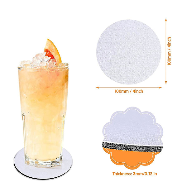 60 stk sublimering blanke coasters, sirkulære blanke coasters for termisk sublimering DIY-håndverk, bil co