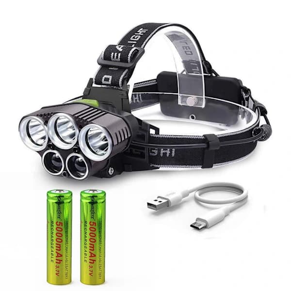 Kraftig genopladelig pandelampe, 10.000 lumen 6 tilstande LED