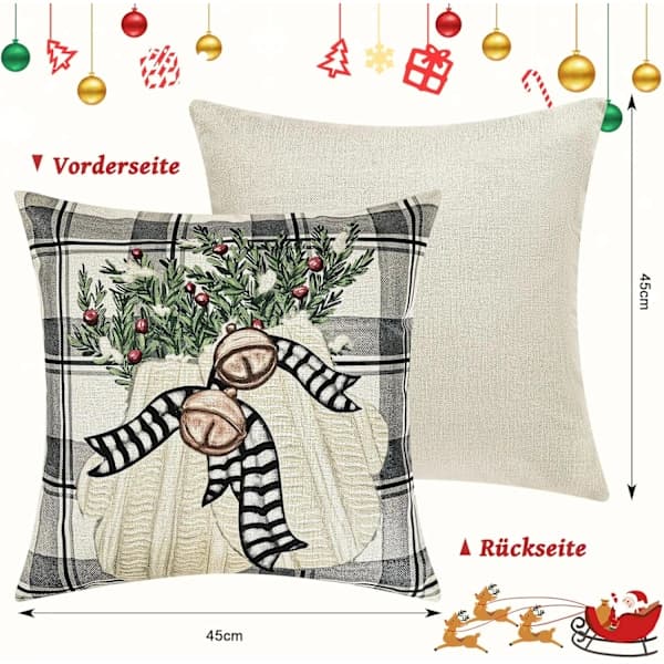 Jul Kuddfodral Set om 4 Jul Kuddfodral - Röda Kuddfodral 45 x 45 cm - Juldesign Kuddfodral