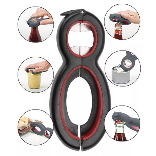 /HA/6-i-1 Can Opener / Bottle Opener - Open Cans & Bottles Black