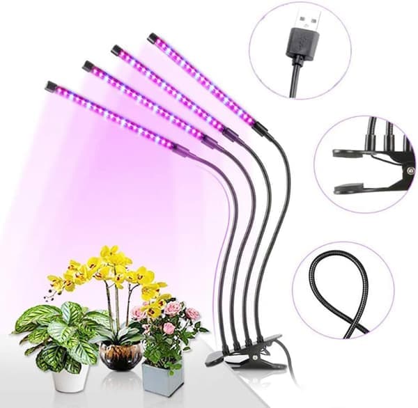 Vekstlampe / plantebelysning med 4 fleksible LED lysrør 1-pakning