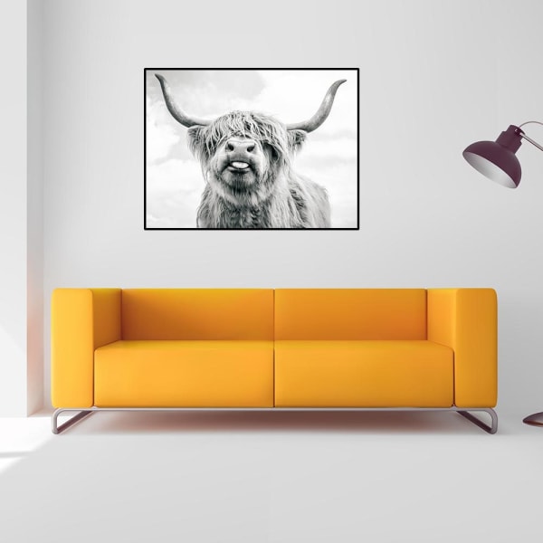 Highland Cow-bilder för vardagsrum Djurväggkonst Canvastavlor Wildlife Painting, 30x40cm (2st, utan ram)
