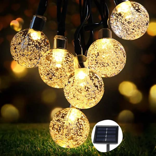HA-solcellelamper udendørs, 7 m 50 LED-lamper udendørs, 8