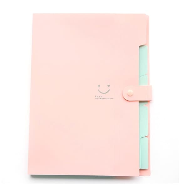 Brev A4-papir Ekspanderende fil Mapplommer Trekkspillfil Rosa