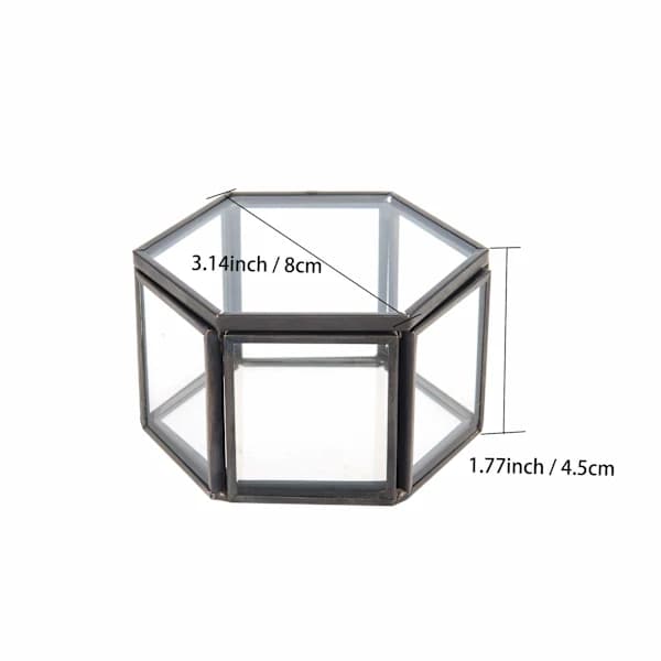 Ringboks ringboks glas smykkeskrin geometrisk opbevaring ringe øreringe halskæder til stue bryllup sort