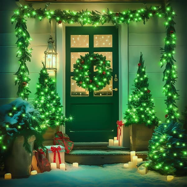 {HH} Varm hvid julebelysning indendørs, 10 meter 100 LED julelyskæde Green