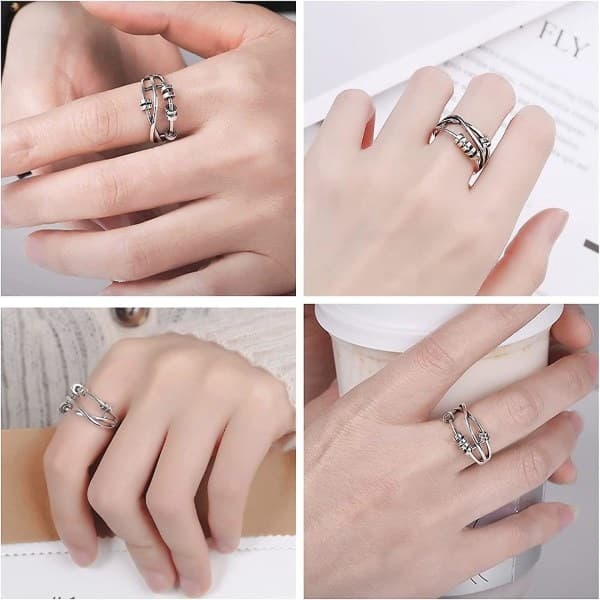 925 Sterling Sølv Ring Stress Relief Gave til kvinner