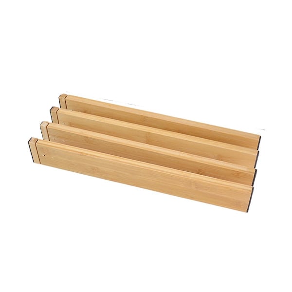4-pack bambu-skåpsdelare, låd-organisatör, låd-separator fjäderutdragbar justerbar lång