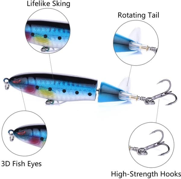 10x Blyantfiskelokkemidler – 10 cm – Med roterende hale – Multifarve