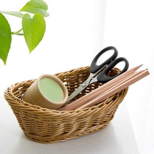 2x Oval Wicker Flätad Korg Brödkorg Serveringskorg, 11 Tums Förvaringskorg För Mat Frukt Kosme