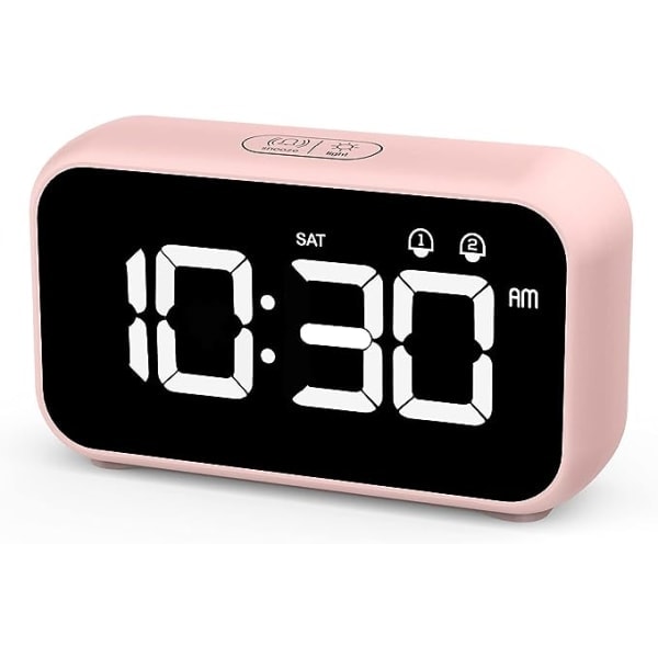 /HA/LED digitalt vækkeur med snooze-funktion, 12/24H USB-genopladelig spejloverflade til kontor i soveværelset