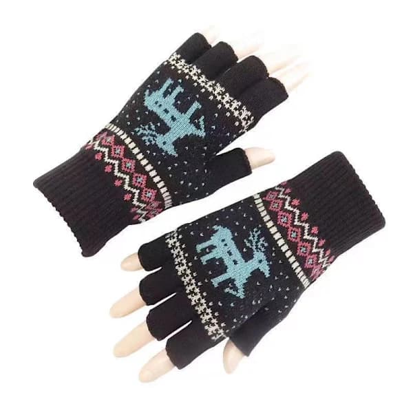 HA~Unisex Vinterhalvfingerhandsker Varme Vinter Fingerløse Touchscreen-handsker Strækbar Strikkede Skrivehandsker