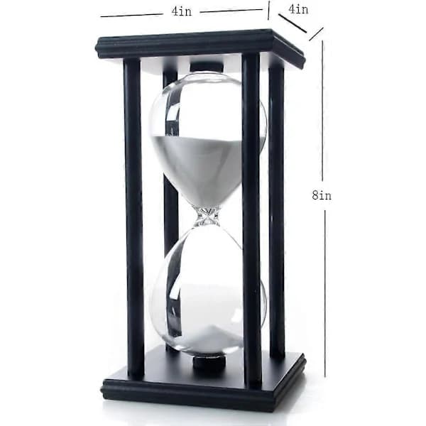 60 minutters timeglas, trætimeglas, egnet til studier, spisestue, kontor, stue Hvid sort