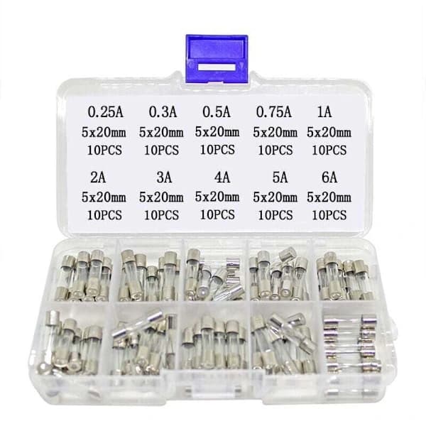 HA~100 st säkringar, 5x20 mm säkring, snabbsäkring 0.25A-6A