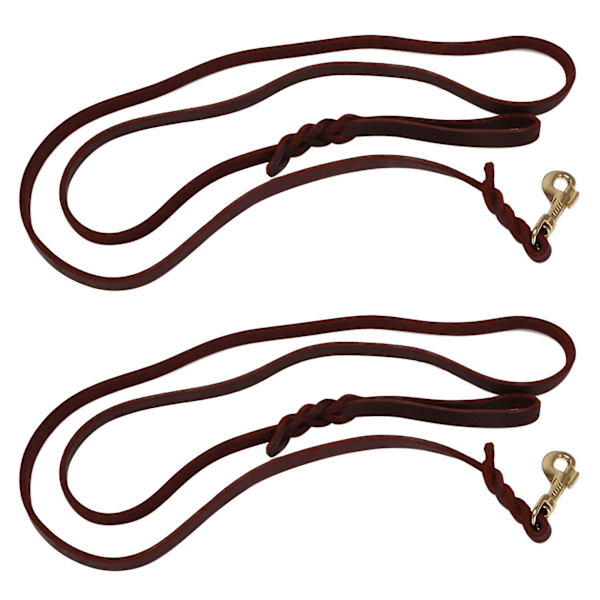 2x 2m Long Leather Braided Pet Dog Walk Traction Collar Strap Training Leash Lead