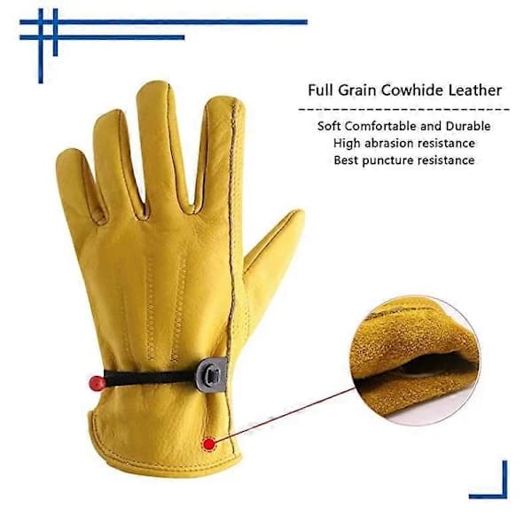 2 Pairs Leather Work Gloves for Men and Women, Adjustable Driver Gloves for Construction, Gardening