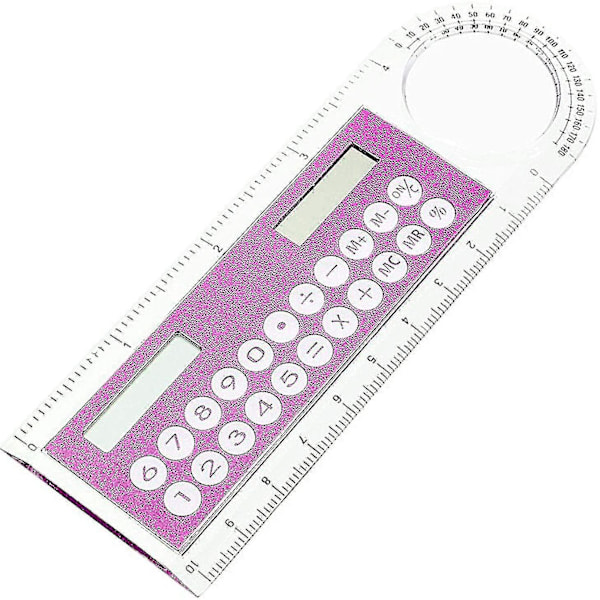 Kalkylator Linjal Förstoringsglas, Mini Sol Transparent Linjal Kalkylator Med Förstoringsglas Student Skola Material Rosa - Snngv