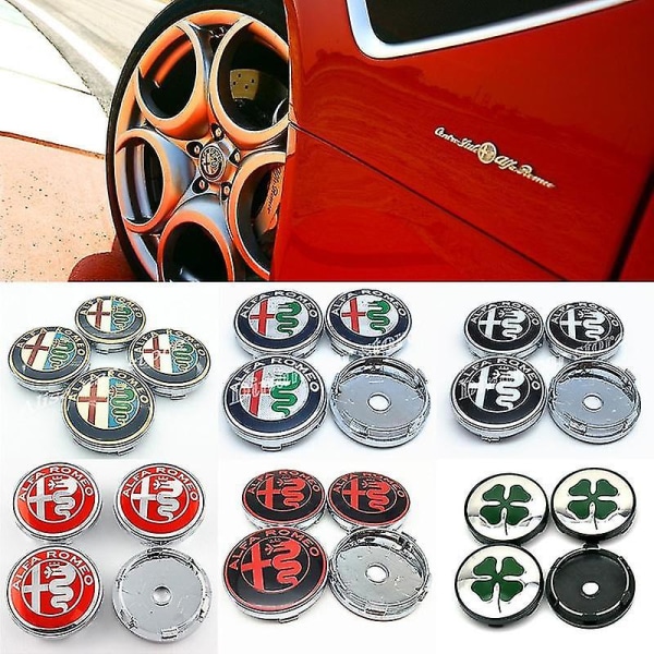 4pcs/lot 60mm Alfa Romeo Logo Car Wheel Center Hub Caps For Alfa Romeo 4c 8c 147 155 156 159 166 Giulietta Stelvio Spider Gt Etc.