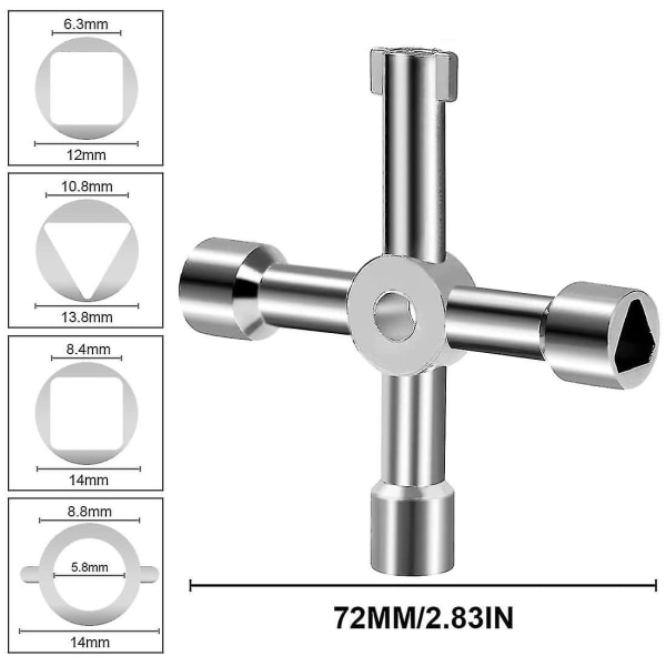 4-vejs multifunktionsnøgle, multifunktionskontrolskab nøgle, krydsnøgle