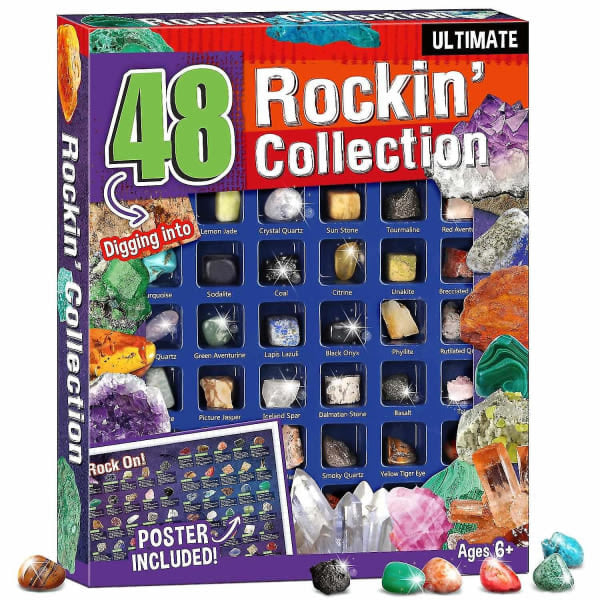 /HH/48 ST Naturliga Kristaller & Stenar Set för Barn Geologi Gem Kit STEM Science Educa