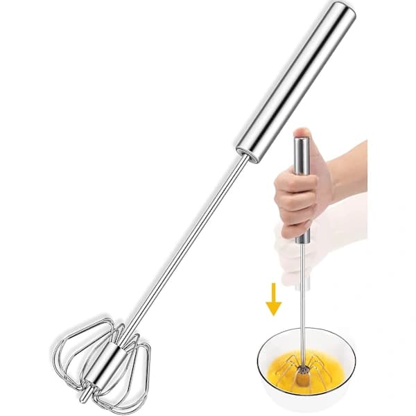 Hånddrevet visp, halvautomatisk eggvisp, 30 cm eggvisp i rustfritt stål for hjemmevisping, pisking, røring