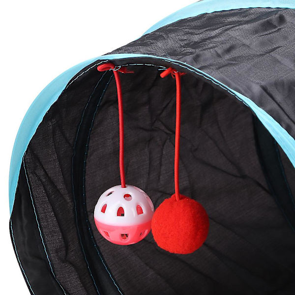 SDIGV Hopvikbar Polyester Husdjur Katt Tunnel Rör Leksak med Crinkle Crackle Papper Tittfönster Skallra Boll Spela Glad