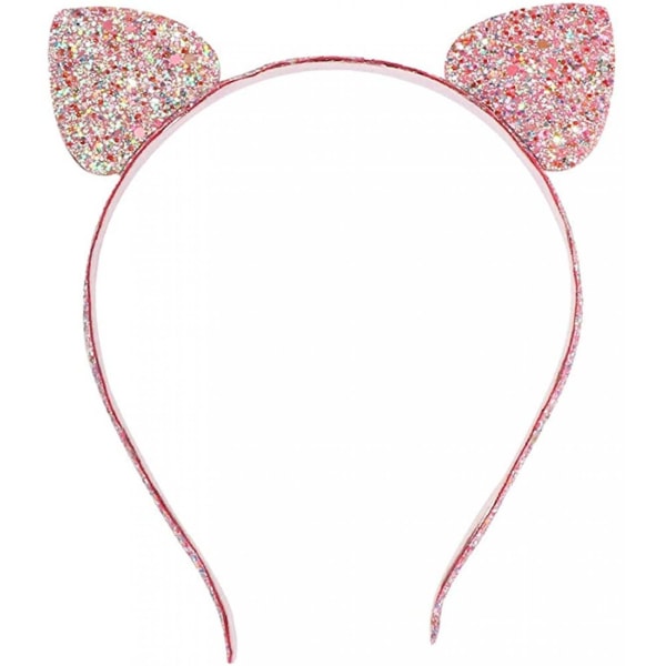 Girls Glitter Cat Ears Headband Sparkly Cute Soft Shiny Hairbands Hair Accessories for Wearing Party Daily Decorations,WZ-534R