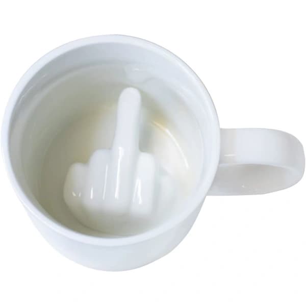 HA~Keramisk te/kaffemugg med 3D-interiördesign 9 x 8,5 x 9 cm (LÅNGFINGER) 300 ml