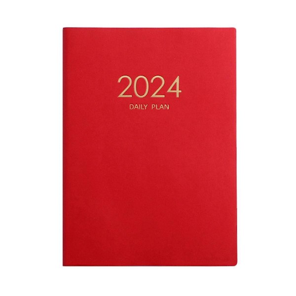 2024 Rød Plan Notisbok Kalender Fortykket Daglig Plan Notisbok Ukentlig Notisbok Kontor Skoleutstyr