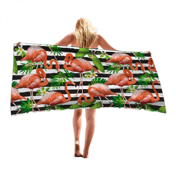 Flamingo strandhåndkle for jenter, kvinner og voksne, mykt, tynt mikrofiberhåndkle uten sand og hurtigtørkende håndkle, flamingo-gaver, svømmebad, 59