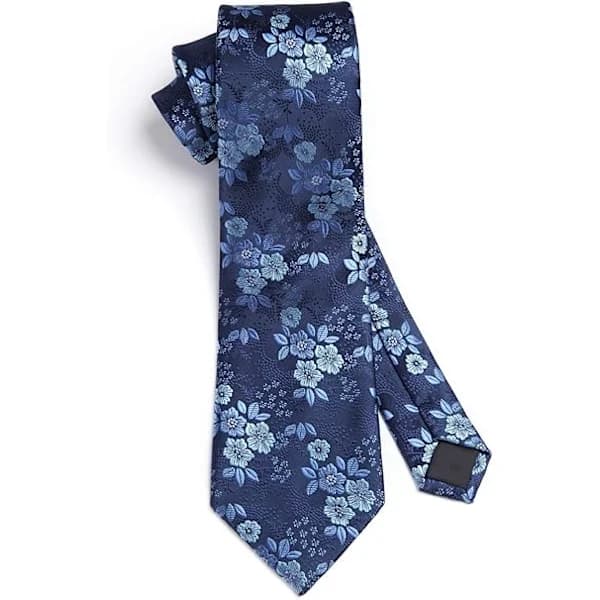 HA-Ekstra Langt Blomstret Paisley Slips og Lommetørklæde Sæt til Mænd