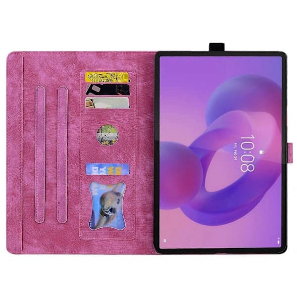 HA~Etui til Lenovo Tab K10C/Tab E10C Kortpladser Læder Tablet Stativ Folio Cover Blomst Kat