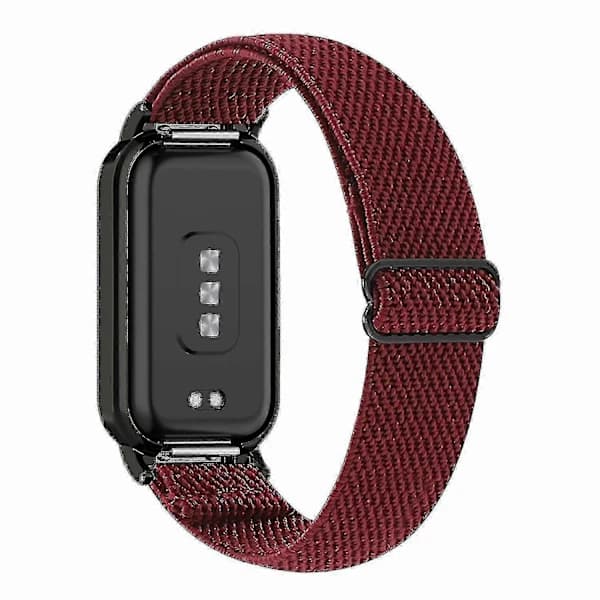 HA~Justerbart elastisk nylon urrem til Redmi Band 2, åndbart smartur armbånd vinrød
