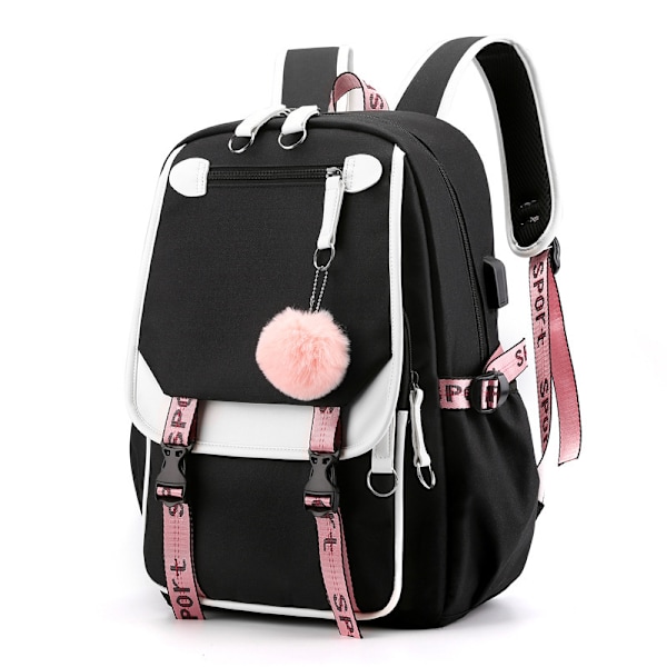 Fashion Ryggsäck Casual Laptop Ryggsäck Stor Kapacitet Ryggsäck Utomhus Dagspack Resväska Mellanstadieelever Bokväska(svart)