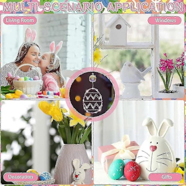 Easter Window Lights, Luminous Easter Decorations, Hanging String Lights for Home Bedroom Living Room Wall Decor