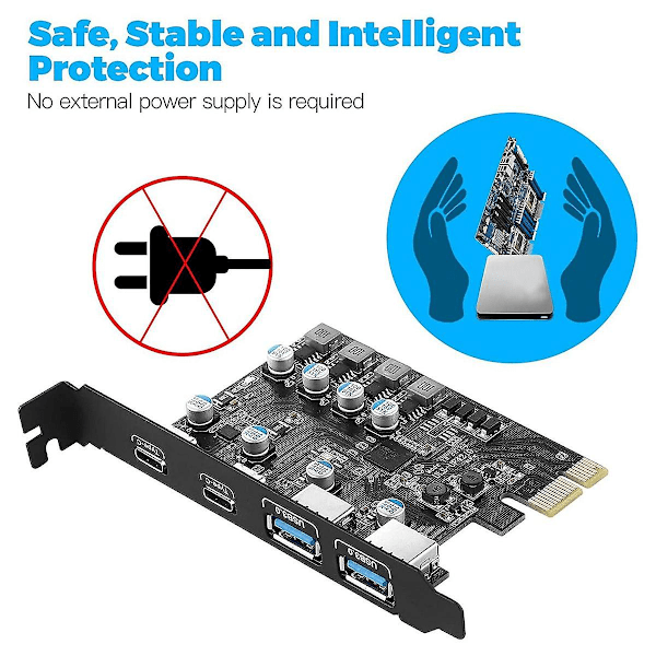 4 portar PCIe till USB 3.0 expansionskort PCI-adapterkort för stationär dator, stödjer Windows XP/7/8/10