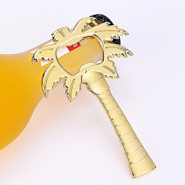 1 st flasköppnare kokosnötsträd form läsk glas keps öl palm bris flasköppnare för bröllop kök verktyg silver guld färg
