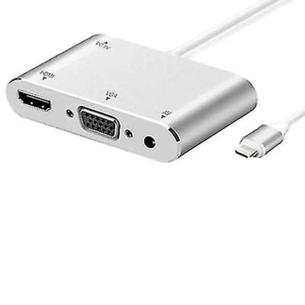 Salamanterin HDMI- ja VGA-sovitin, digitaalinen AV-TV-sovitinkaapeli 1080p HDTV-äänikeskus iPhoneille