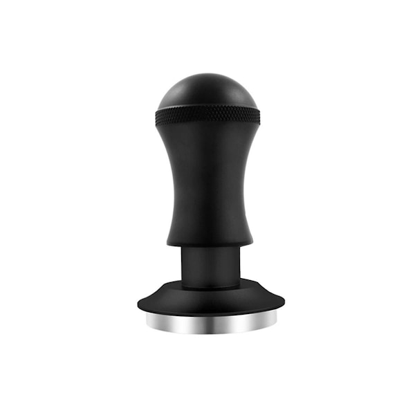 58mm Espresso Tamper, Premium Barista Tools Tamper Med Fjeder, Rustfrit Stål Flad Bund Sort