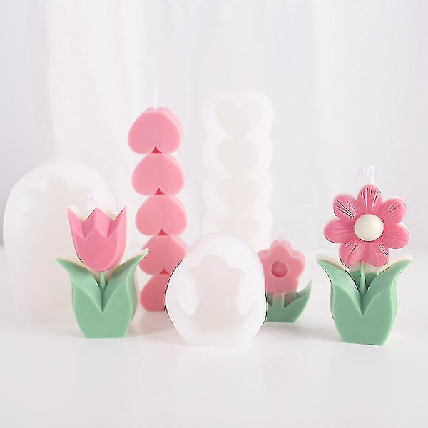 Geometrisk blomsterserie stearinlys silikoneform DIY tulipan aromatisk stearinlys