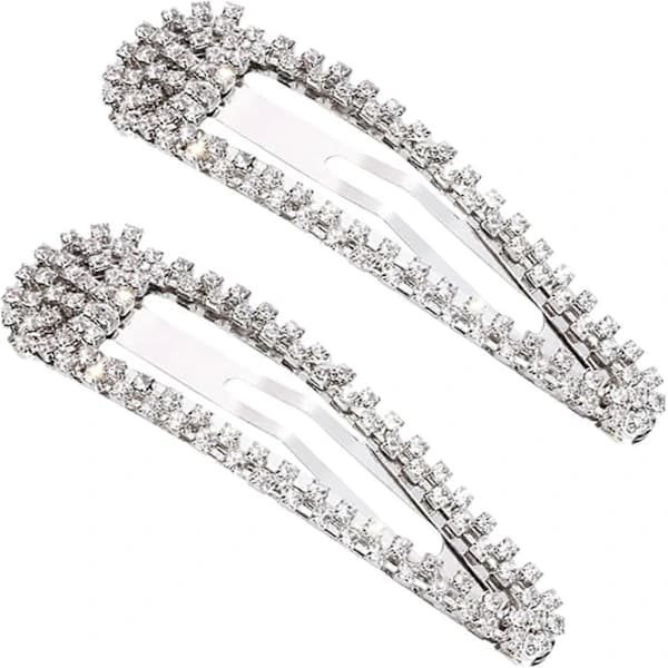 2 kpl Hiusklipsit Metalliset Hiusklipsit Barrettes Hius Naiset Strassi Klipsi Set Hopea Strassi Hiusneulat