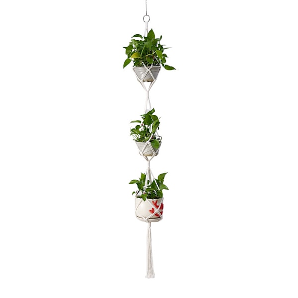 3 Tier Plant Hanger Indoor , Handmade Hanging Planter Hanging Flowers Pot with Tassels, Hanging Plant Holder for Home(3pcs)